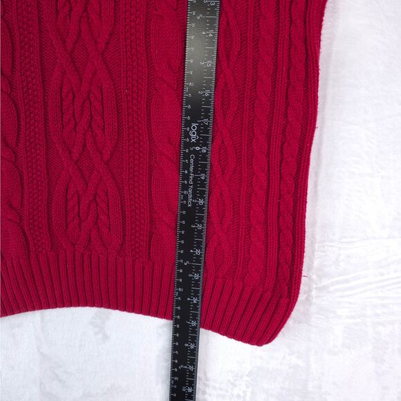 Croft & Barrow Cable Knit Turtleneck Sweater Women Small Red Cotton Winter Cozy - Picture 9 of 9